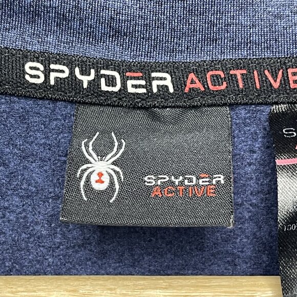 Spyder Active 1/4 Zip Pullover Men's XL Navy Mock Neck ProWeb Wicking Logo - Picture 2 of 6